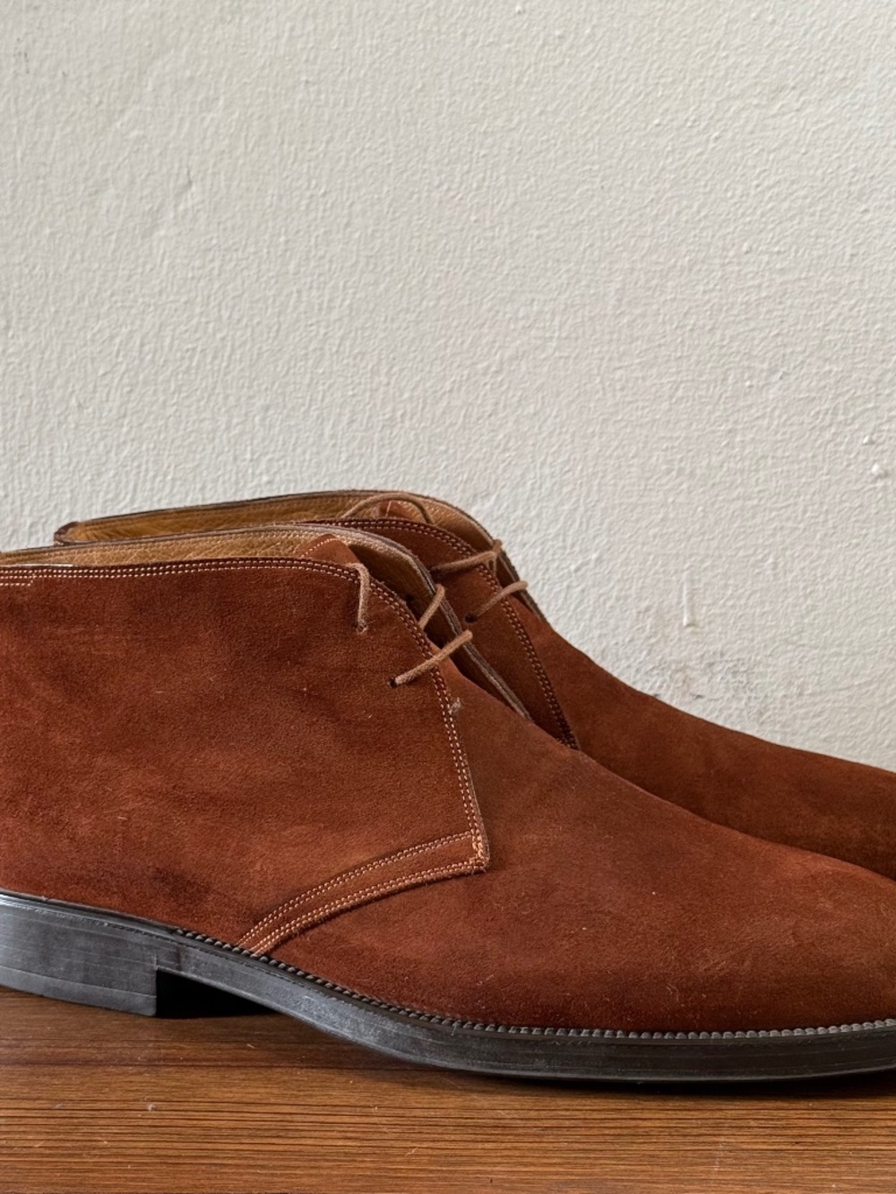 Santoni Brown Suede Chukka Boots Men's Size 12 Made in Italy Luxury Dress Boots